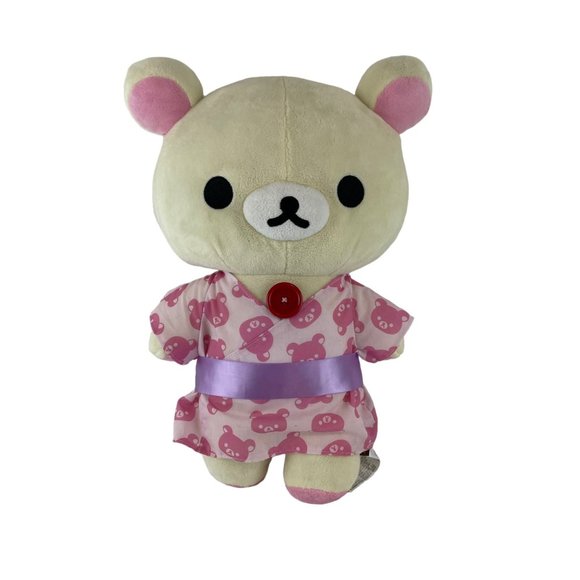 Rilakkuma San-x Korilakkuma Summer Yakata Plush Pink Kimono Stuffed Animal Toy - Picture 1 of 5